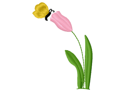 Butterfly and Tulip Embroidery Design: A Springtime Staple for Holiday Crafts