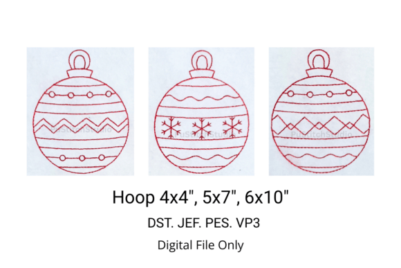 Christmas Ornament - Redwork Embroidery