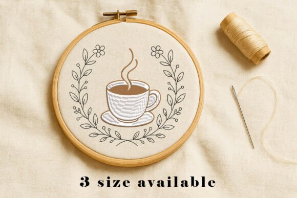 Coffee Cup Floral Embroidery Design Review for Small Shop Sellers