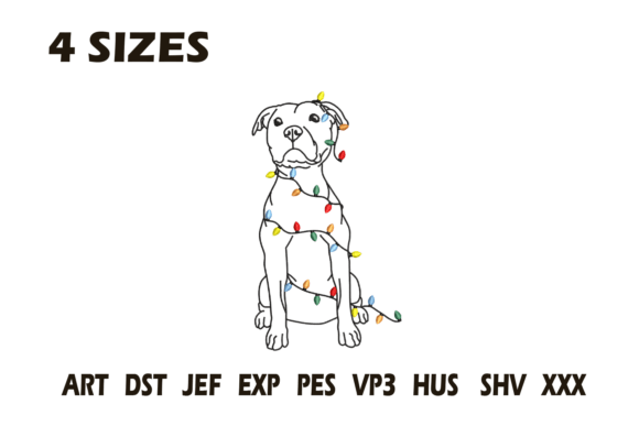 Cute Dog Christmas Lights Embroidery