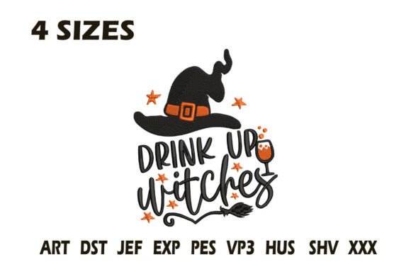 Drink Up Witches Halloween Embroidery