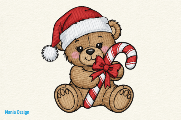 Embroidery Look Santa Teddy Bear PNG Review