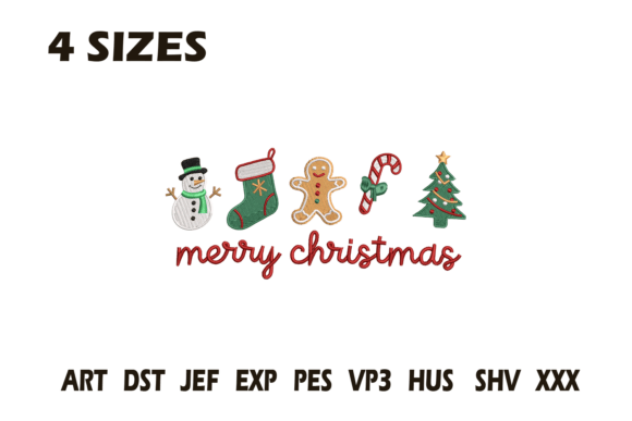 Merry Christmas Icons Embroidery