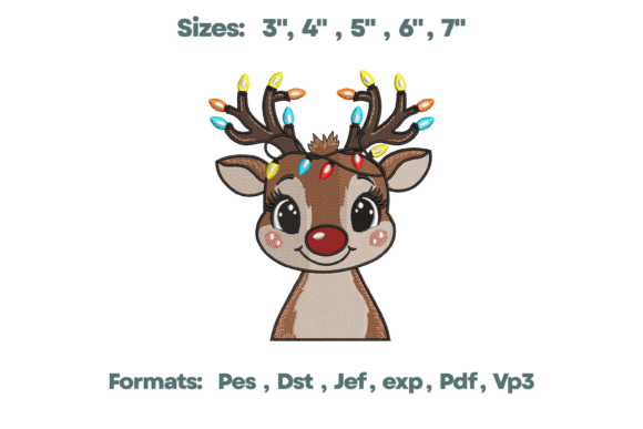 Reindeer Christmas Lights Embroidery
