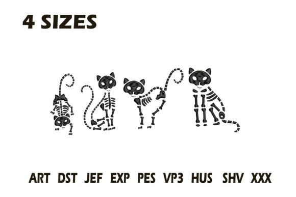 Skeleton Cats Embroidery: A Playful Addition for Etsy Sellers