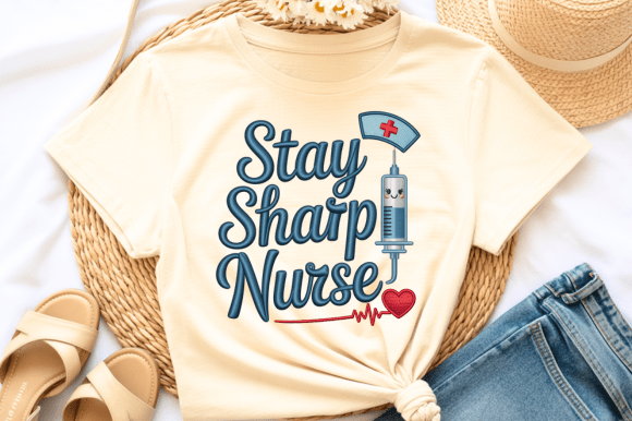 Stay Sharp Nurse Embroidery PNG Review for Boutique Apparel